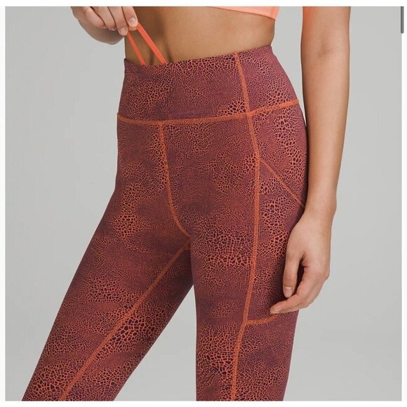 Lululemon Invigorate HR High Rise Tight 25” CGWC Crackle Graze Orange Size 2 NWT - Picture 6 of 7